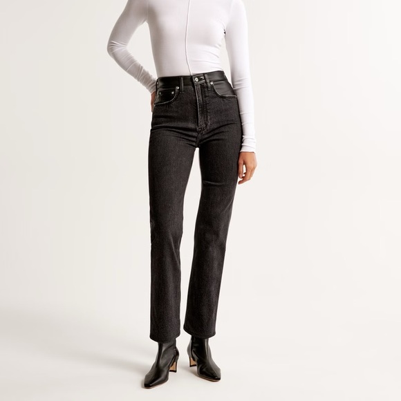 Abercrombie & Fitch Denim - Abercrombie & Fitch The Ankle Straight Ultra High Rise Jeans Black 2/26 LONG